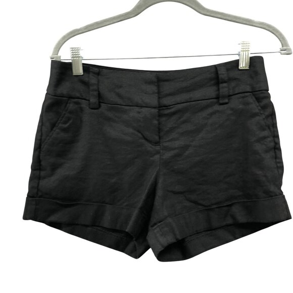 Express Linen Blend Trouser Shorts Womens Size 2 Black 3.5'' Inseam Flat Front - Picture 1 of 8